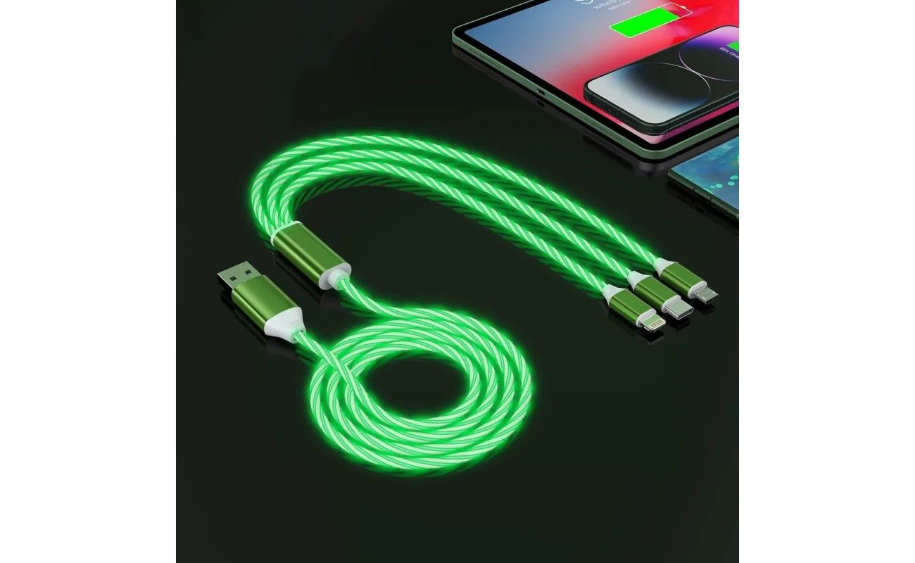 3-in-1 Multi USB Universal Flowing LED Light Up Phone Charge Cable