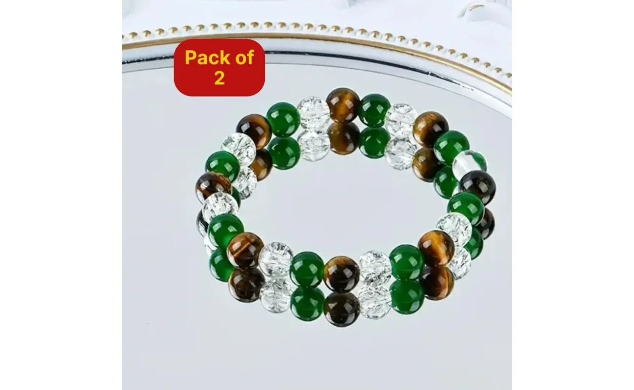 Relaxing & Prosperity Beaded Bracelet Combo | Unisex Stretch Jewelry for Wealth, Wellness & Good Fortune | Multicolor Abundance Bracelets (Pack of 2), beaded bracelet, unisex jewelry, prosperity bracelet, abundance bracelet, wealth bracelet, wellness jewelry, multicolor bracelet, spiritual bracelet, relaxing and success enhancing beaded bracelet for men and women, multicolor bracelet for prosperity and wealth, spiritual jewelry for wellness and good fortune, stretchable unisex beaded bracelet combo, personal strength and abundance bracelet for daily wear