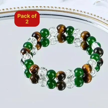 Relaxing & Prosperity Beaded Bracelet Combo | Unisex Stretch Jewelry for Wealth, Wellness & Good Fortune | Multicolor Abundance Bracelets (Pack of 2), beaded bracelet, unisex jewelry, prosperity bracelet, abundance bracelet, wealth bracelet, wellness jewelry, multicolor bracelet, spiritual bracelet, relaxing and success enhancing beaded bracelet for men and women, multicolor bracelet for prosperity and wealth, spiritual jewelry for wellness and good fortune, stretchable unisex beaded bracelet combo, personal strength and abundance bracelet for daily wear