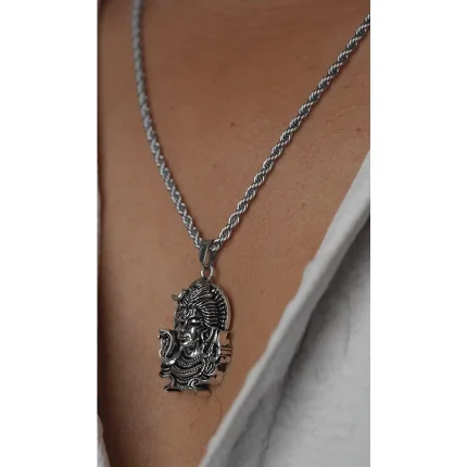 Shiv Pendant with Chain for Men | Silver Mahadev Pendant | Alloy Shiva Chain for Casual Wear, shiv pendant, shiv pendant for men, mahadev pendant chain, lord shiva chain, silver shiv pendant, alloy pendant chain, shiva pendant with chain, shiv pendant with chain for men, silver shiva pendant chain for men, casual mahadev pendant in alloy, lord shiva pendant chain in silver color, oxidised shiv chain for men