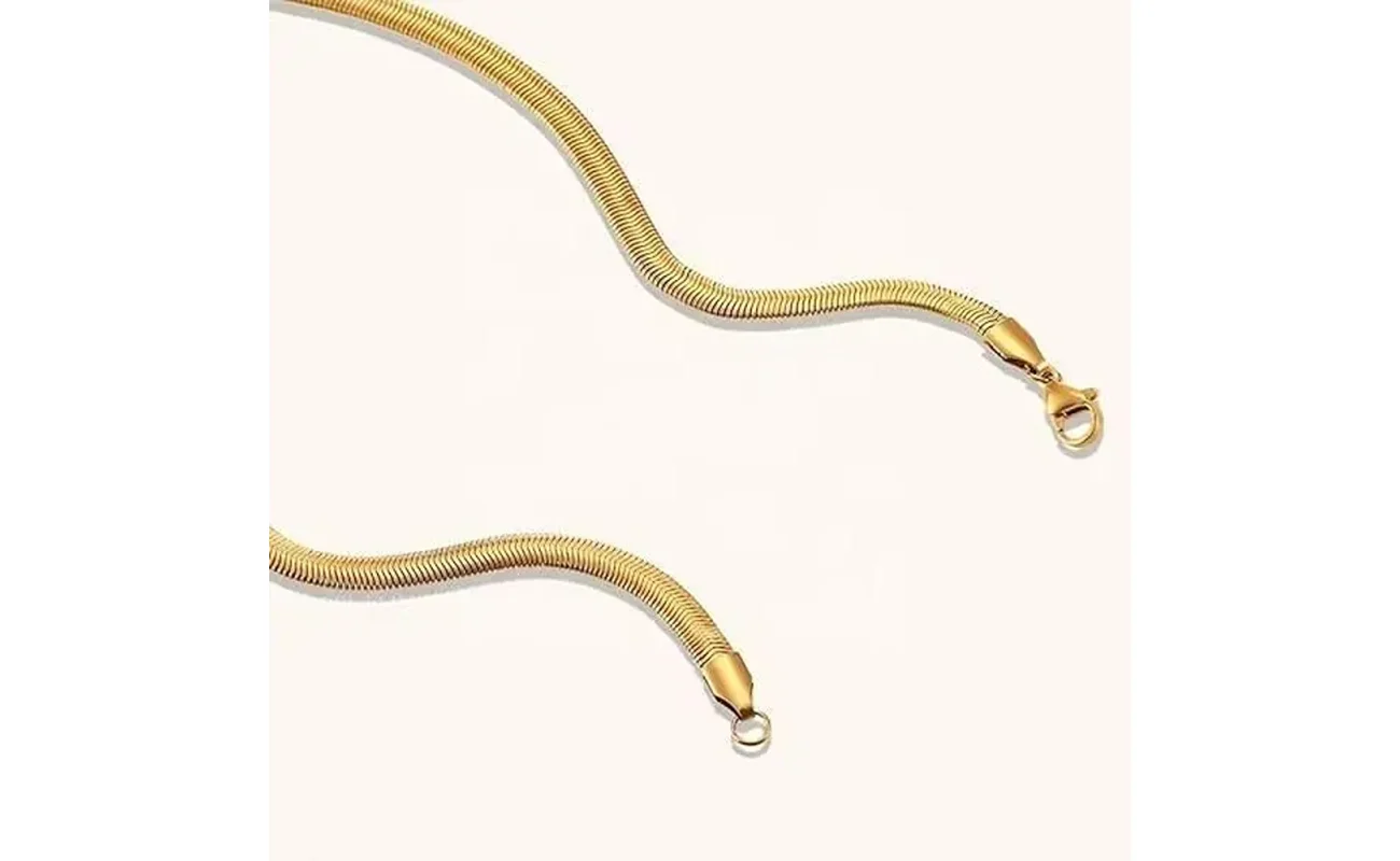 Men's Golden Snake Chain | Stylish Gold Plated Stainless Steel Chain for Casual Wear | Lightweight Daily Wear Chain for Men (Pack of 1), gold chain for men, men’s snake chain, golden chain, stainless steel gold chain, stylish men’s chain, daily wear gold chain, men’s golden snake chain for daily wear, gold plated stainless steel chain for men, stylish snake chain for men in gold finish, lightweight gold chain for casual wear, free size men’s snake chain.