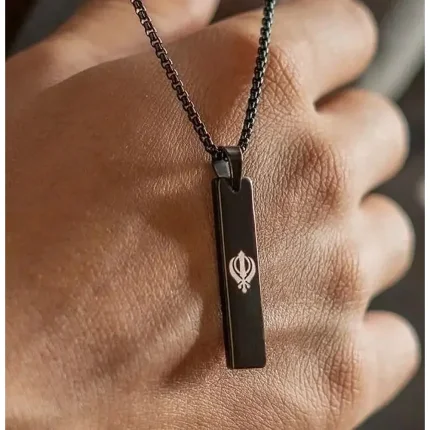 Khanda Spiritual Mini Tag Chain for Men | Sikh Symbol Pendant with Alloy Chain | Casual Religious Necklace, Khanda pendant chain, Sikh religious chain for men, Khanda tag necklace, spiritual pendant for men, Sikhism symbol chain, Khanda mini pendant, Khanda chain for men, alloy religious chain, casual spiritual necklace, men’s Khanda tag chain