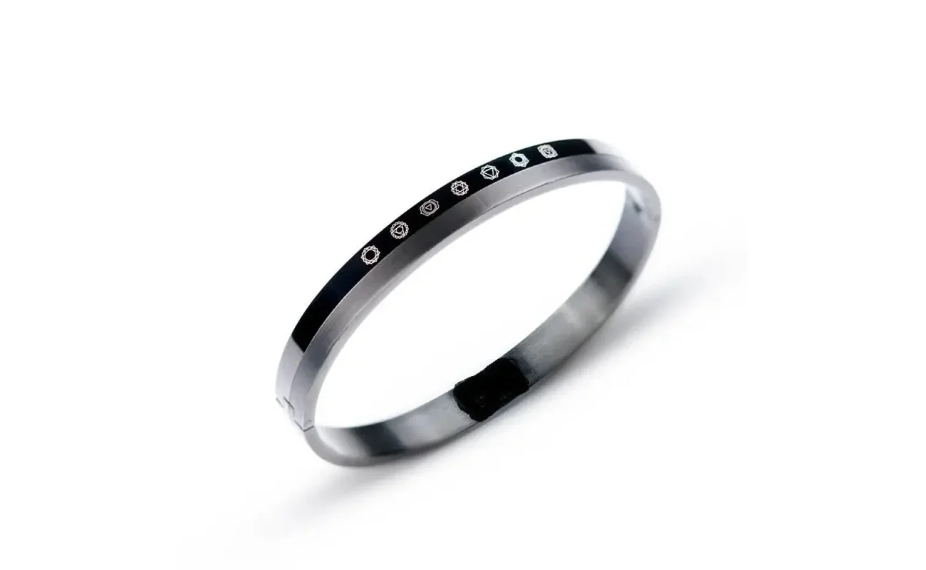 Balance 7 Chakra Kada Bracelet for Men | Stainless Steel Healing Energy Bracelet | Stylish Men’s Spiritual Kada for Daily Wear, 7 chakra kada bracelet for men, stainless steel chakra bracelet, healing energy bracelet for men, men’s 7 chakra energy kada, chakra balancing bracelet online, spiritual chakra kada for men, 7 chakra healing kada bracelet for daily wear, energy boosting bracelet for men, stylish chakra bracelet for men