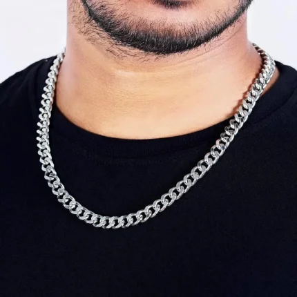 Plated Cuban Style Thick & Heavy Chain for Men with Toggle Bar | Silver Finish Stainless Steel Chain | Casual Wear Statement Necklace (Pack of 1), Cuban chain for men, silver chain for men, thick chain for men, heavy chain for men, toggle bar chain, silver plated chain, plated Cuban style thick and heavy chain for men, toggle bar silver plated chain for men, stylish heavy Cuban chain for men, stainless steel Cuban chain with toggle clasp, silver finish men’s chain necklace