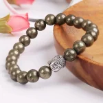 Unisex Pyrite Elastic Bracelet with Lucky Charm | Healing Crystal for Wealth & Good Luck | Stretchable Gemstone Bracelet for Men & Women, pyrite bracelet, lucky charm bracelet, crystal bracelet, unisex bracelet, healing stone bracelet, pyrite elastic bracelet with lucky charm, unisex healing crystal bracelet for wealth, pyrite gemstone bracelet for men and women, spiritual bracelet for good luck and success