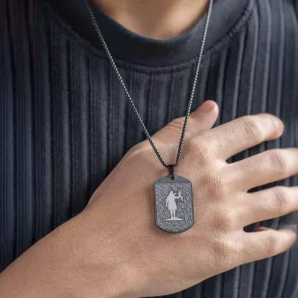 Shivay Pendant-108 Om Namah Shivay MicroCarved Tag Pendant with Chain for Men – Alloy Spiritual Necklace (Free Size), om namah shivay pendant, 108 om namah shivay tag, microcarved shiva pendant, om namah shivaya locket for men, alloy shiv pendant with chain, lord shiva tag necklace, spiritual pendant for men, casual wear god pendant, shiv bhakt pendant chain, religious pendant with chain, buy om namah shivaya pendant online, trendy devotional pendant, pendant with om engravings, men’s alloy religious pendant, tag style god pendant for men