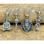 Lord Hanuman Chain with Pendant for Men (Pack of 4) | Oxidized Silver Spiritual Hanuman Ji Lockets | Free Size Religious Chains for Daily Wear, lord hanuman pendant, hanuman chain for men, hanuman locket online, oxidized silver hanuman pendant, buy hanuman pendant pack, hanuman pendant set of 4, religious pendant for men, casual hanuman chain, free size hanuman locket, spiritual hanuman necklace, men’s hanuman chain pendant, lord hanuman jewellery online, hanuman ji pendant combo, hanuman locket for boys