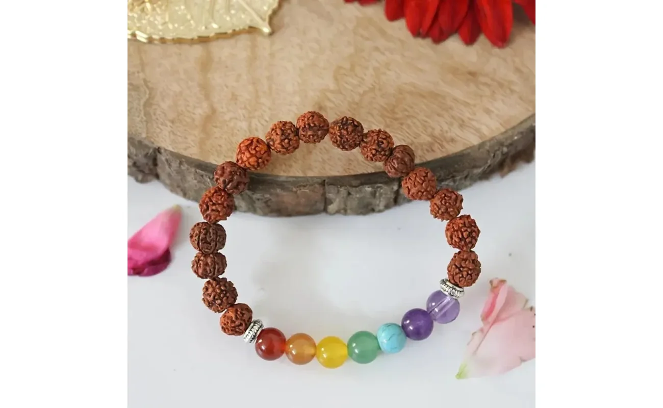7 Chakra Rudraksha Bracelet for Men | Multicolor Healing Energy Bracelet | Spiritual Wellness & Meditation Jewelry | Pack of 1, 7 chakra bracelet, rudraksha bracelet, healing chakra bracelet, energy bracelet for men, 7 chakra rudraksha bracelet for men, spiritual energy bracelet for meditation, multicolor healing chakra wristband, men’s rudraksha bracelet for positive energy