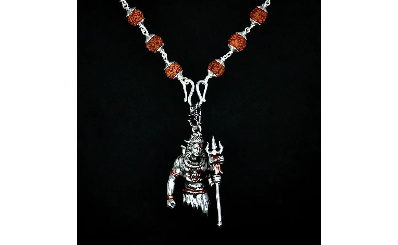 Rudraksha Shivji Pendant With Chain for Men | Spiritual Lord Shiva Locket with Silver Finish | Alloy Rudraksha Mala Pendant for Daily Wear, Shivji pendant, Rudraksha pendant, Lord Shiva pendant, silver chain for men, spiritual pendant, Rudraksha Shivji pendant with silver chain, Lord Shiva Rudraksha chain for men, Shivji pendant with chain for daily wear, spiritual Rudraksha locket with chain.