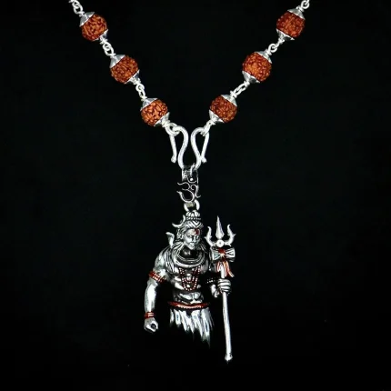 Rudraksha Shivji Pendant With Chain for Men | Spiritual Lord Shiva Locket with Silver Finish | Alloy Rudraksha Mala Pendant for Daily Wear, Shivji pendant, Rudraksha pendant, Lord Shiva pendant, silver chain for men, spiritual pendant, Rudraksha Shivji pendant with silver chain, Lord Shiva Rudraksha chain for men, Shivji pendant with chain for daily wear, spiritual Rudraksha locket with chain.