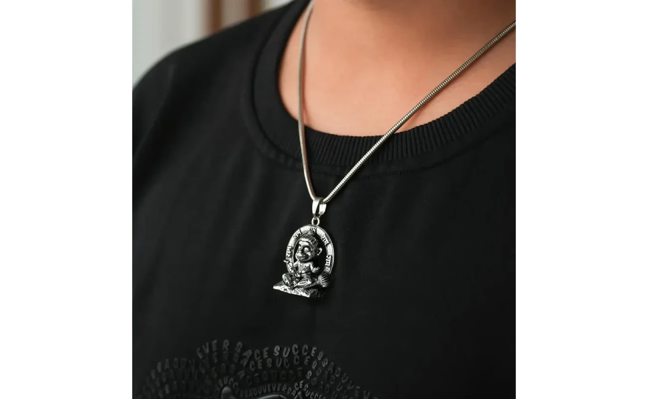 Lord Bal Hanuman Pendant with Chain for Men | Silver Stainless Steel Spiritual Pendant | Casual Hanuman Locket for Strength & Protection, hanuman pendant, bal hanuman pendant, hanuman locket with chain, lord hanuman jewellery, silver hanuman pendant, stainless steel hanuman chain, spiritual pendant for men, lord bal hanuman pendant with chain for men, silver hanuman locket with stainless steel chain, casual hanuman jewellery for daily wear, stainless steel spiritual pendant for men, stylish hanuman chain for men in silver color, hanuman pendant for strength and protection