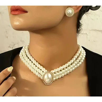Artificial Pearl Necklace for Women | White Fashion Jewellery | Elegant Imitation Pearl Choker Necklace Set, artificial pearl necklace, pearl necklace for women, white pearl necklace set, fashion pearl necklace, artificial jewellery necklace, imitation pearl choker, artificial white pearl necklace, pearl jewellery for girls, bridal pearl necklace, casual pearl necklace