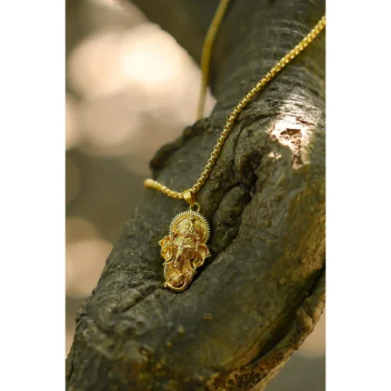 Gold Ganesha Pendant with Snake Chain for Men | Stylish Ganpati Pendant with Gold Finish Chain | Casual & Spiritual Wear (Pack of 1), Ganesha pendant, gold pendant for men, snake chain for men, Ganesha chain gold, men’s religious pendant, Ganpati pendant, Ganesh locket, gold Ganesha pendant with snake chain for men, Ganesh pendant with gold finish chain for daily wear, stylish gold Ganpati pendant for men, religious snake chain with Ganesha locket for men.