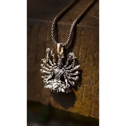 Maa Bhawani Pendant with Chain for Men | Silver Stainless Steel Goddess Pendant | Hindu Spiritual Chain for Strength & Protection, maa bhawani pendant, bhawani mata pendant, stainless steel pendant for men, silver chain with pendant, goddess pendant for men, hindu spiritual pendant, maa durga pendant, maa bhawani pendant with silver chain for men, stainless steel goddess pendant for spiritual protection, bhawani mata pendant for daily wear, silver hindu pendant for men with chain, spiritual stainless steel chain for men, casual religious pendant with chain