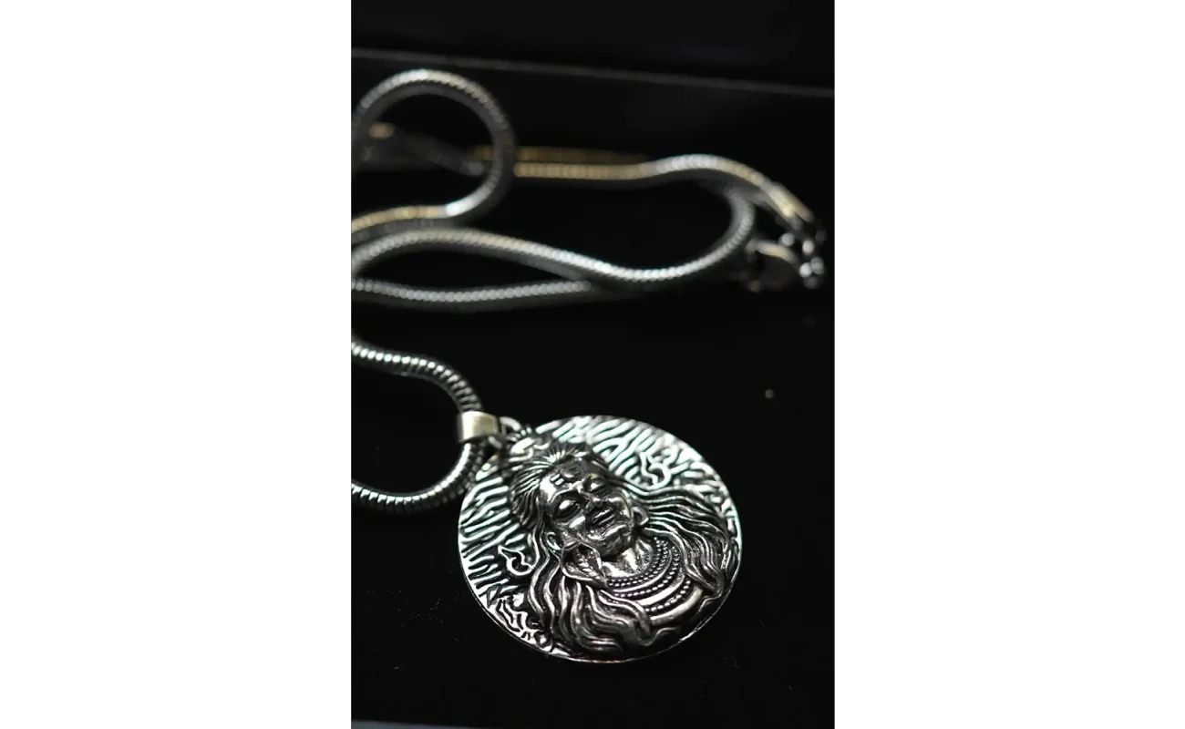 Lord Shiv Pendant with Snake | Silver-Plated Mahadev Pendant Chain for Men | Spiritual Shivji Necklace | Casual Wear Jewelry, Lord Shiv pendant, Mahadev snake pendant, Shivji necklace, Shiva chain for men, silver Shiv pendant, Lord Shiv pendant with snake design silver plated, Mahadev snake pendant chain for men, Shivji pendant with chain in silver finish, spiritual Mahakal jewelry for daily wear